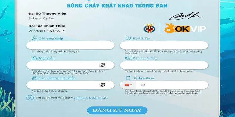 Form đăng ký chơi bắn cá 2D tại Win79